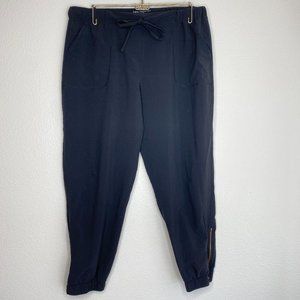 Albion Womens Size Petite M Jetsetters Everywhere Pants Ankle Zip Black Joggers